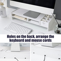 Besegad wielofunkcyjny komputer stancjonarny podstawa monitora Riser uchwyt na laptopa drewniana na biurko Organizer półka łatwy montaż na blat 5